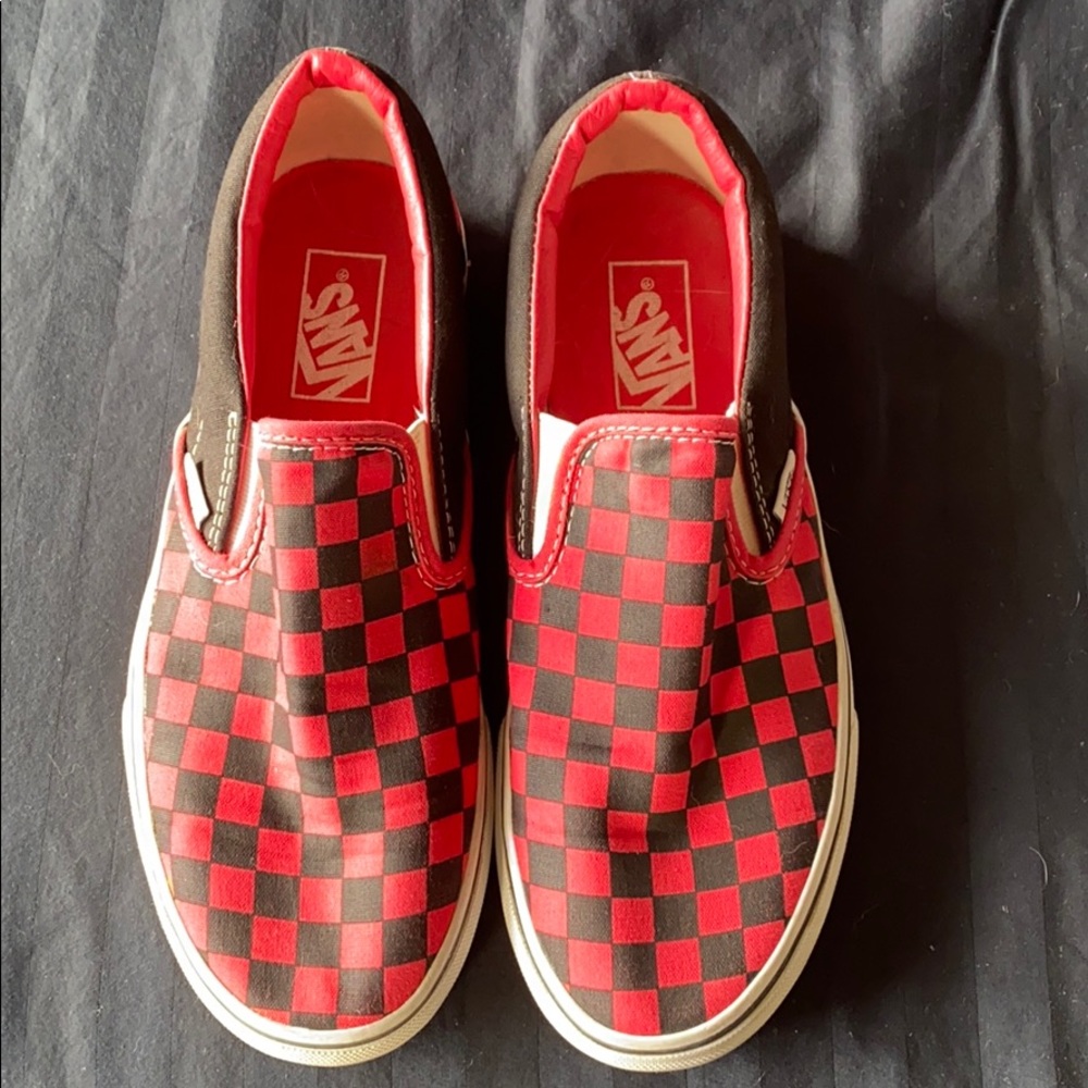 Classic Red and Black Checkered Slip-on Vans